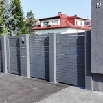 Dvoriščna vrata antracit z ograjo